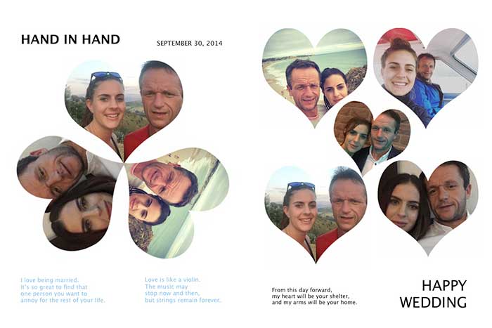 Weddingphoto montage canvas love heart