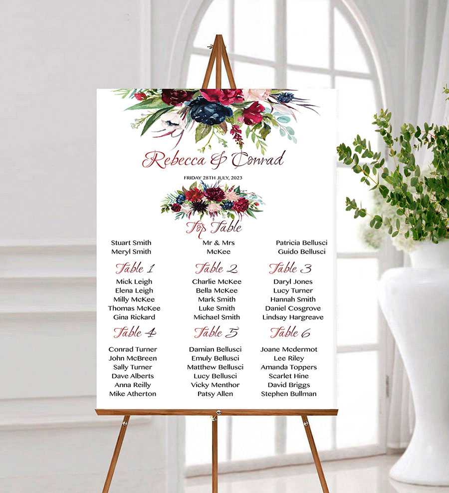 Wedding Table Plan canvas prints UK