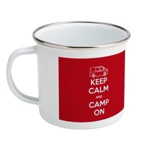 keep calm and carry on enamel mug