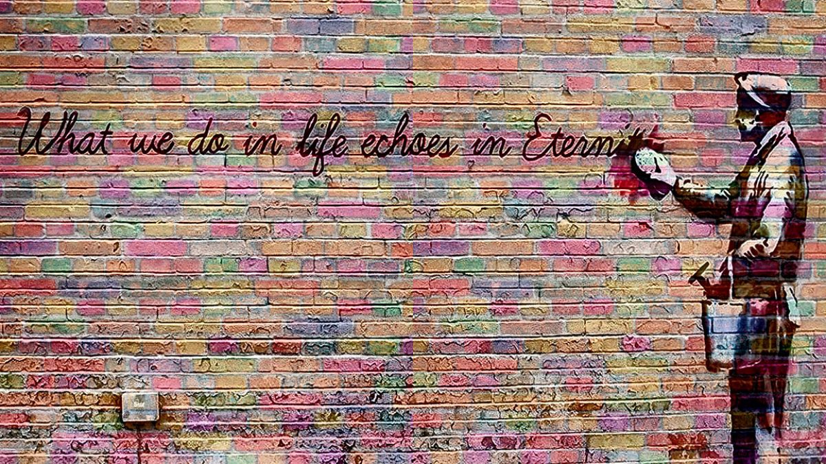 Banksy What We Do In Life Echoes In Eternity Painting By Ian Zoe - Fine - Foto 4