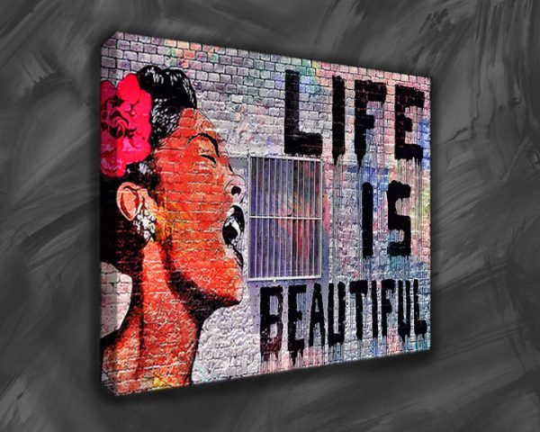 banksy life is beautiful motivational art prints on canvas