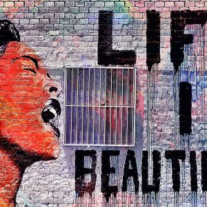 banksy life is beautiful motivational canvas art prints