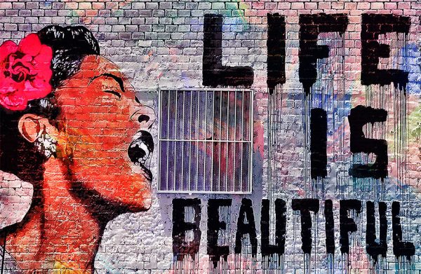 banksy life is beautiful motivational canvas art prints