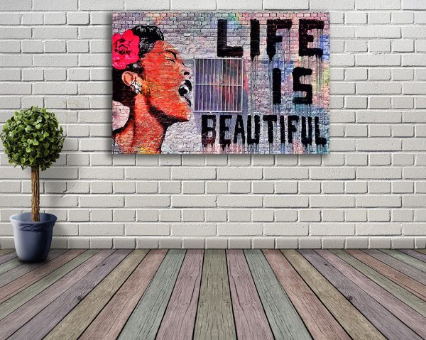 banksy life is beautiful motivational canvas wall art prints