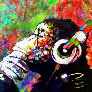 banksy dj monkey canvas wall art
