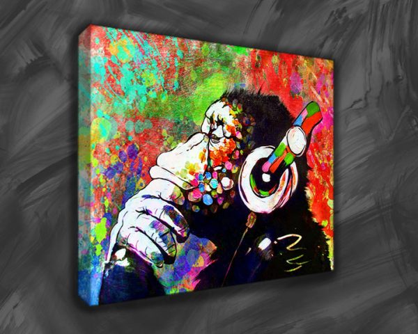 banksy dj monkey canvas wall art on canvas