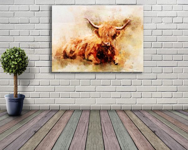 highland cow canvas art roomset