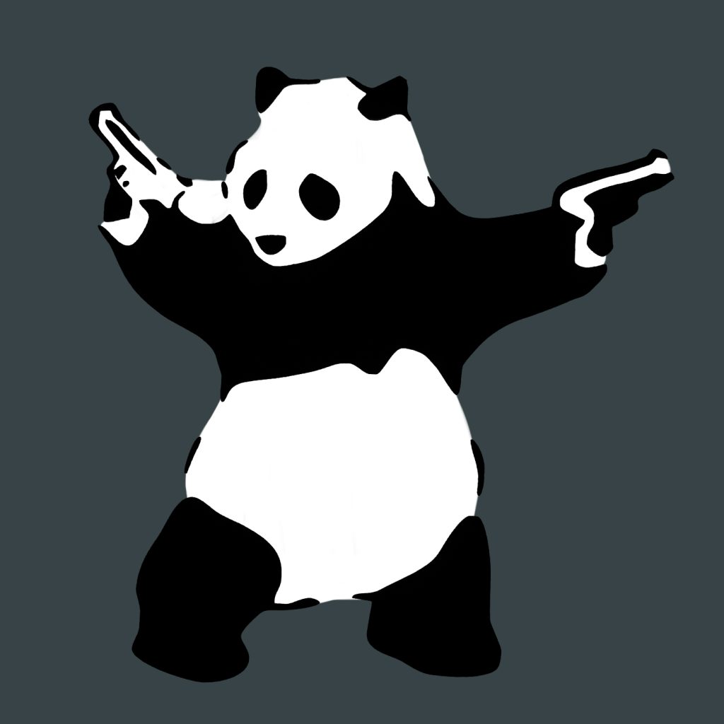 Banksy Panda Guns grey – Canvas Art and Wall Art Prints from