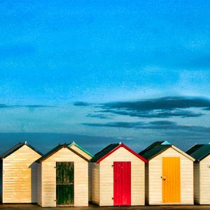 Beach huts on canvas wall art