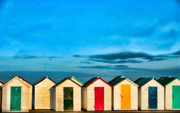 Beach huts on canvas wall art