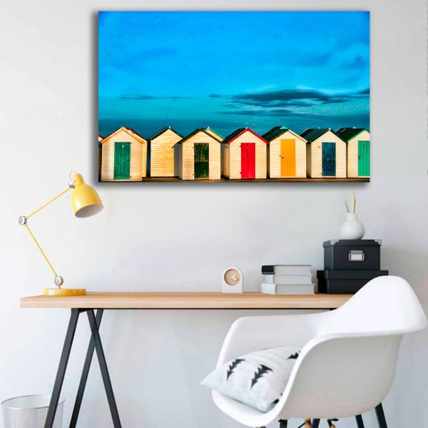 Beach huts on canvas